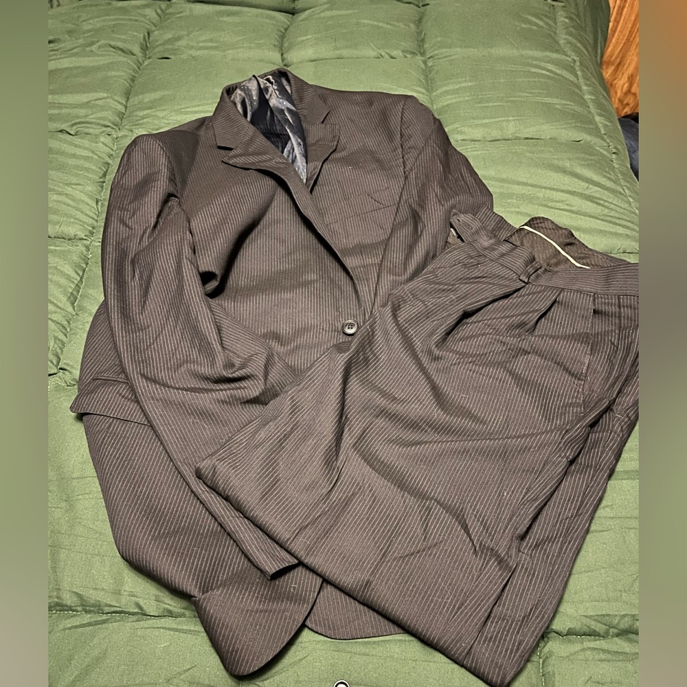 Haggar Dark Brown Pinstripe Men's Suit